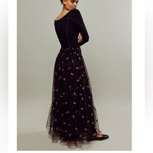 Free People Cherrie Amour Bodysuit and Tulle Skirt Set Size L NWOT